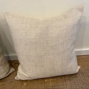 Designer Fabric Down Pillow Cream Beige Linen Woven